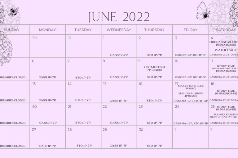 June 2022 Calendar of Events